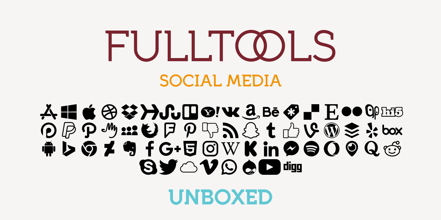 Beispiel einer Full Tools Social Media Unboxed-Schriftart